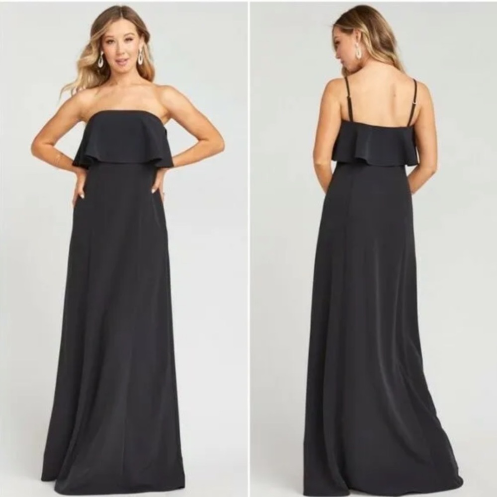 SHOW ME YOUR MUMU Monaco Ruffle Bridesmaid Gown in Black S
